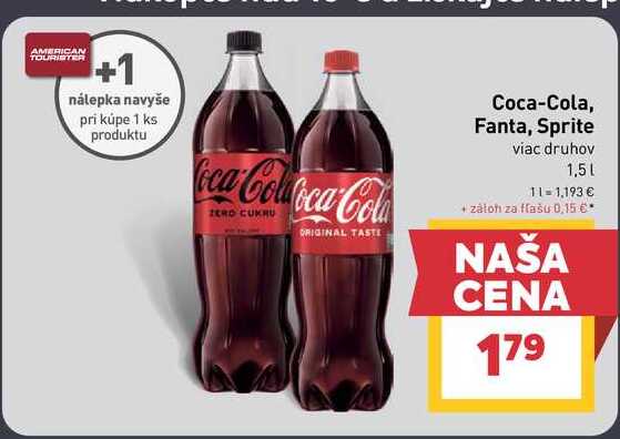 Coca-Cola 1,5 l, vybrané druhy 1.5l v akcii