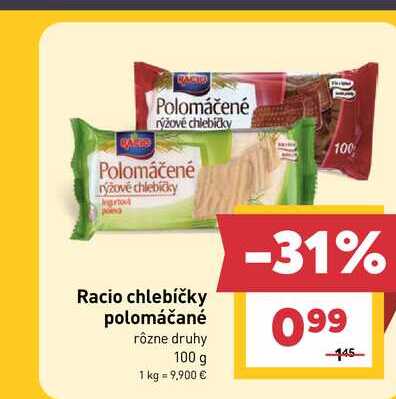 Racio chlebíčky polomáčané rôzne druhy 100 g 