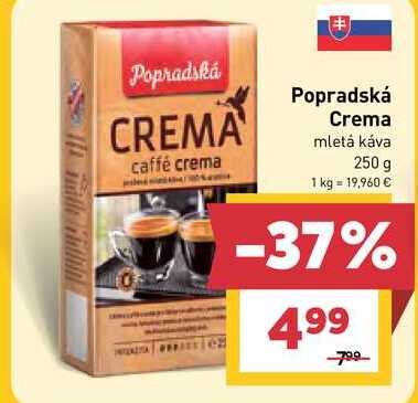 Popradská Crema mletá káva 250 g 
