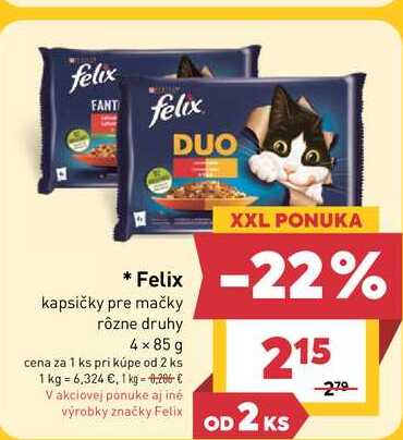 Felix kapsičky pre mačky rôzne druhy 4x85 g