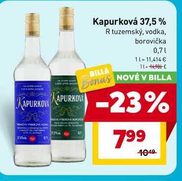 Kapurková 37,5 % tuzemský, vodka, borovička 0,7L  v akcii