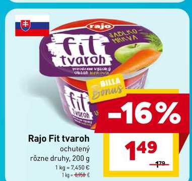 Rajo Fit tvaroh ochutený rôzne druhy, 200 g