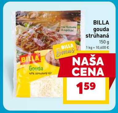 BILLA gouda strúhaná 150 g