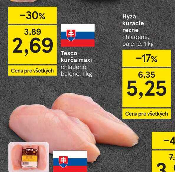 Hyza kuracie rezne chladené, balené 1 kg