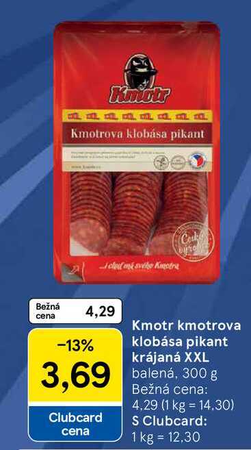 Kmotr kmotrova klobása pikant krájaná XXL, balená, 300 g