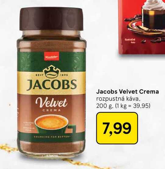 Jacobs Velvet Crema rozpustná káva, 200 g v akcii