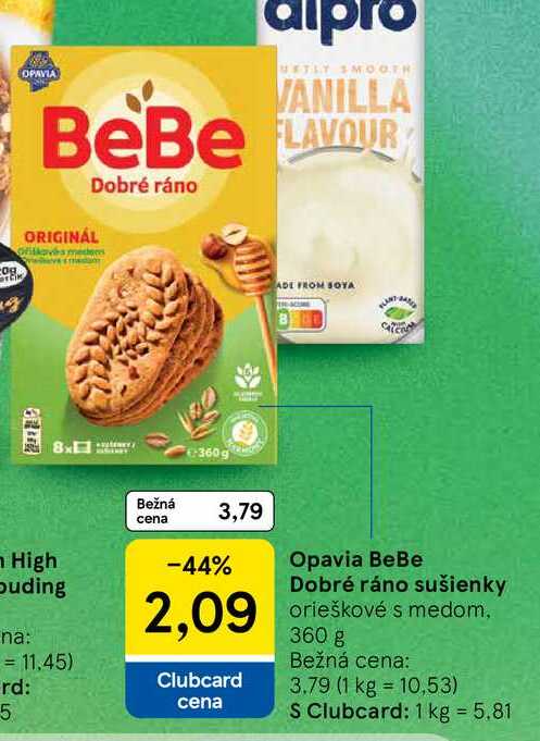 Opavia BeBe Dobré ráno sušienky orieškové s medom, 360 g