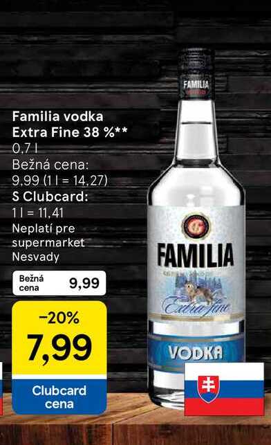 Familia vodka Extra Fine 38 % 0,7l