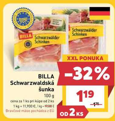 BILLA Schwarzwaldská šunka 100 g