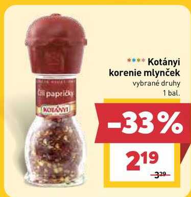 Kotányi korenie mlynček vybrané druhy 1 bal.