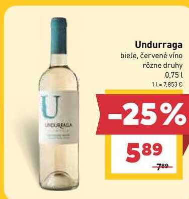 Undurraga biele, červené víno rôzne druhy 0,75l