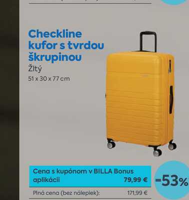 Checkline kufor s tvrdou škrupinou Žltý 51 x 30 x 77 cm