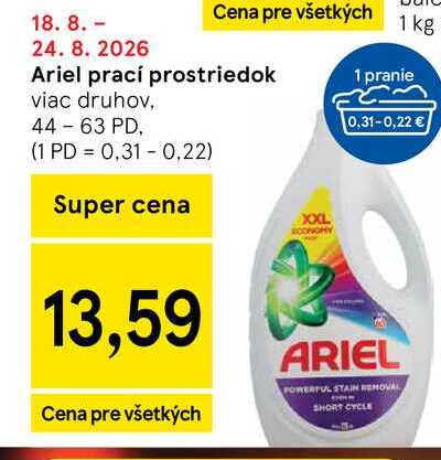 Ariel prací prostriedok viac druhov, 44 - 63 PD