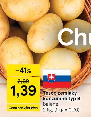 Tesco zemiaky konzumné typ B balené, 2 kg