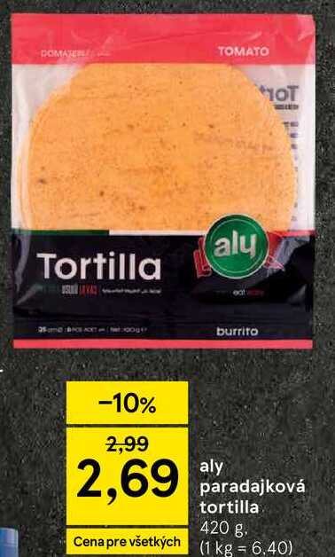 aly paradajková tortilla 420 g