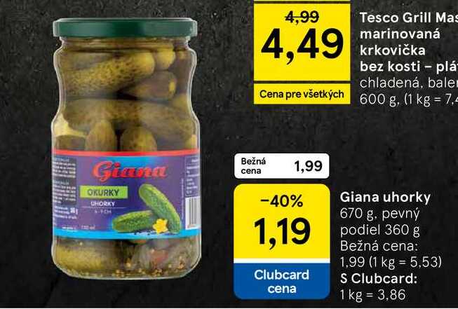 Giana uhorky 670 g, pevný podiel 360 g