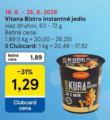 Vitana Bistro instantné jedlo viac druhov, 63 - 72 g