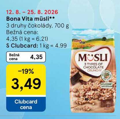 Bona Vita müsli 3 druhy čokolády 700 g