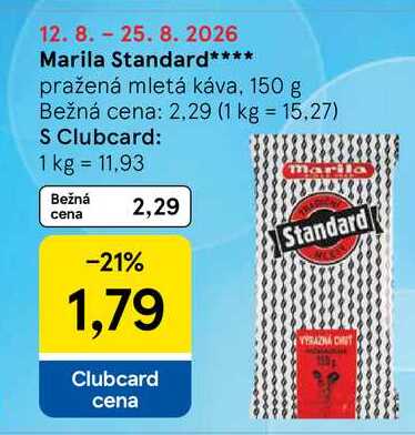 Marila Standard pražená mletá káva, 150 g