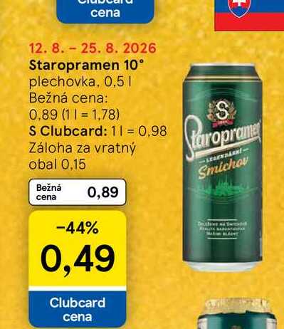 Staropramen 10° plechovka, 0,5 l