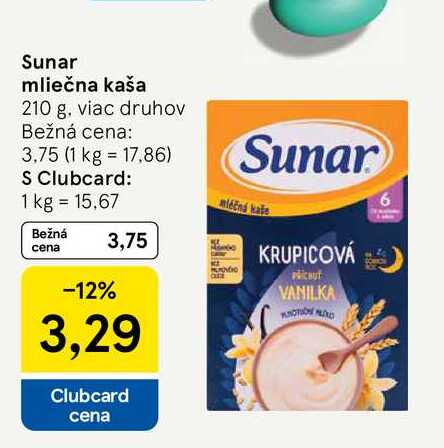 Sunar mliečna kaša 210 g