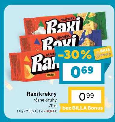 Raxi krekry rôzne druhy 70 g 