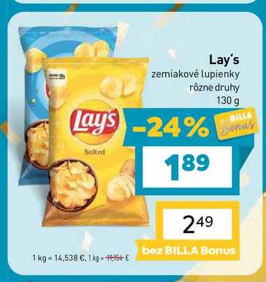 Lay's zemiakové lupienky rôzne druhy 130 g