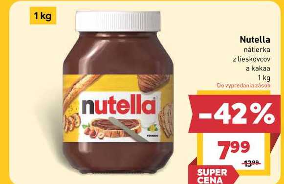 Nutella nátierka z lieskovcov a kakaa 1 kg