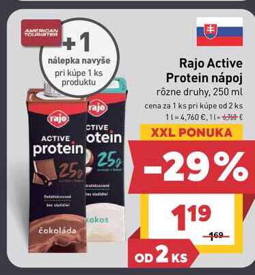 Rajo Active Protein nápoj rôzne druhy, 250 ml 
