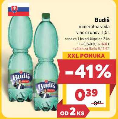 Budiš minerálna voda viac druhov, 1,5L