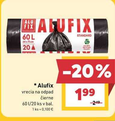 Alufix vrecia na odpad čierne 60 l/20 ks v bal.