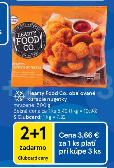 Hearty Food Co. obaľované kuracie nugetky mrazené, 500 g 