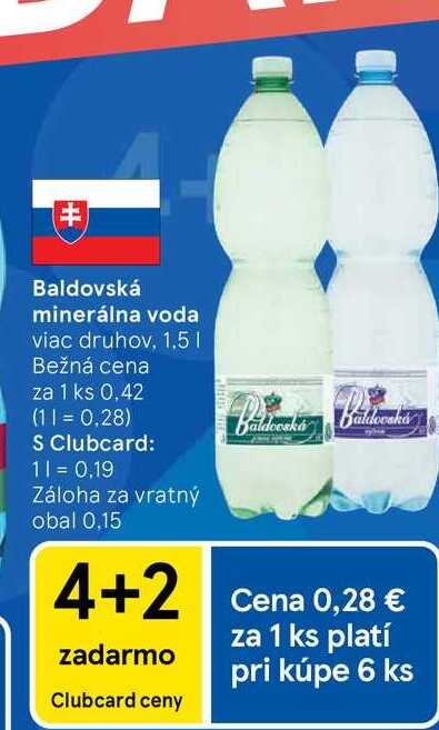 Baldovská minerálna voda viac druhov, 1,5l