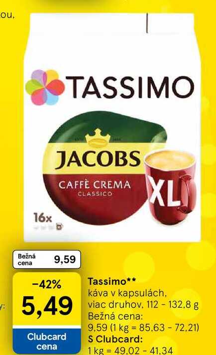 Tassimo káva v kapsulách, 112 - 132,8 g
