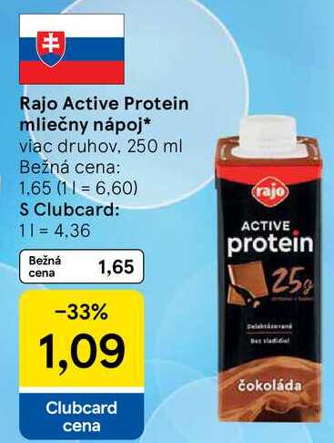 Rajo Active Protein mliečny nápoj viac druhov 250 ml 