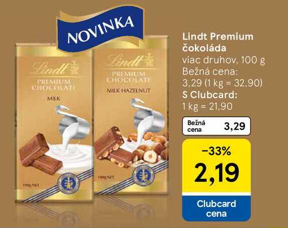 Lindt Premium čokoláda viac druhov 100 g 