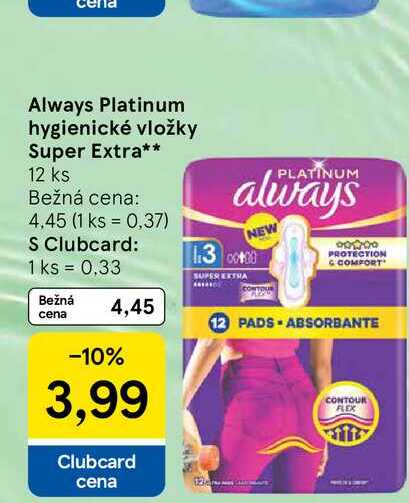Always Platinum hygienické vložky Super Extra 12 ks