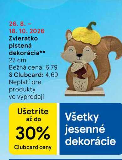 Zvieratko plstená dekorácia 22 cm