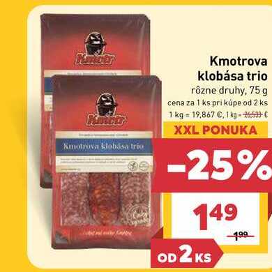 Kmotrova klobása trio rôzne druhy, 75 g