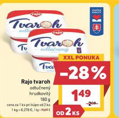 Rajo tvaroh odtučnený hrudkovitý 180 g 
