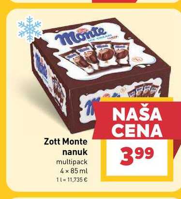 Zott Monte nanuk multipack 4 x 85 ml