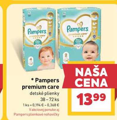Pampers premium care detské plienky 38-72 ks