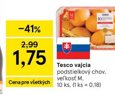 Tesco vajcia 10 podstielkový chov veľkosť M