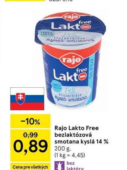 Rajo Lakto Free bezlaktózová smotana kyslá 14 % 200 g
