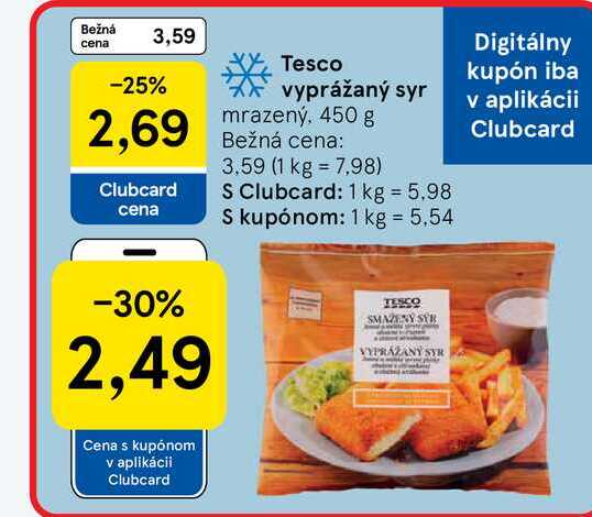 Tesco vyprážaný syr mrazený, 450 g