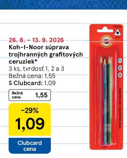 Koh-I-Noor súprava trojhranných grafitových ceruziek 3 ks, tvrdosť 1, 2 a 3