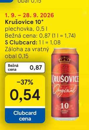 Krušovice 10° plechovka, 0.5l