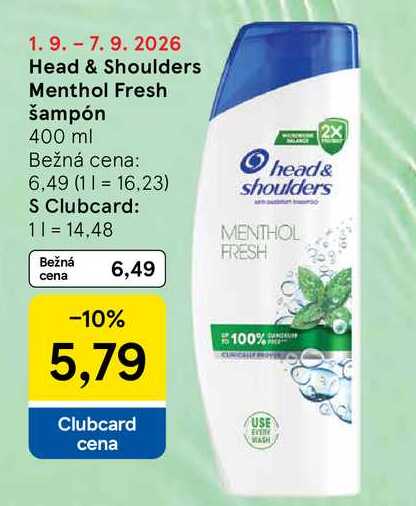 Head & Shoulders Menthol Fresh šampón 400 ml