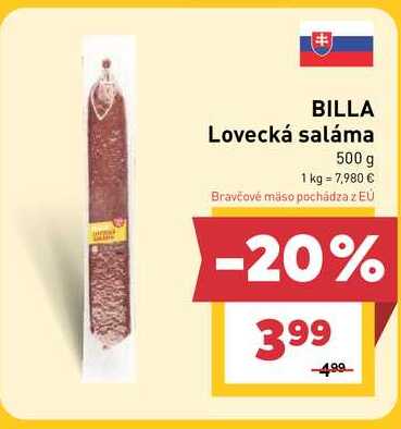 BILLA Lovecká saláma 500 g