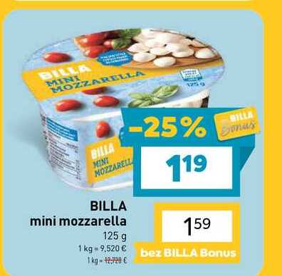 BILLA mini mozzarella 125 g 
